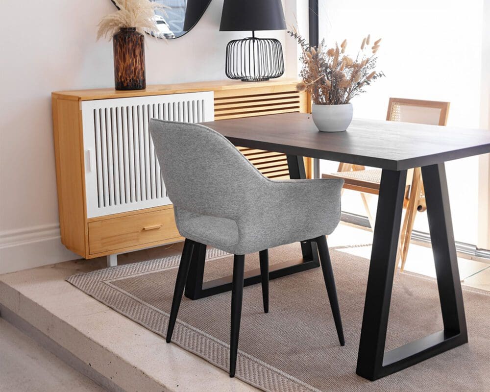 Silla De Comedor De Tela Winni Gris Claro