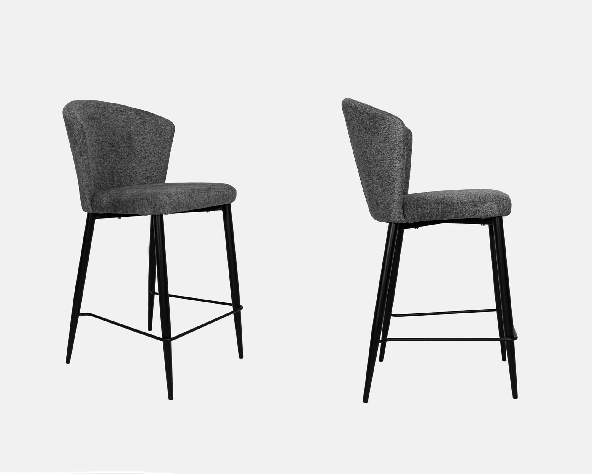 Silla Alta Para Barra Dhuli Gris Oscuro Con Respaldar Bar