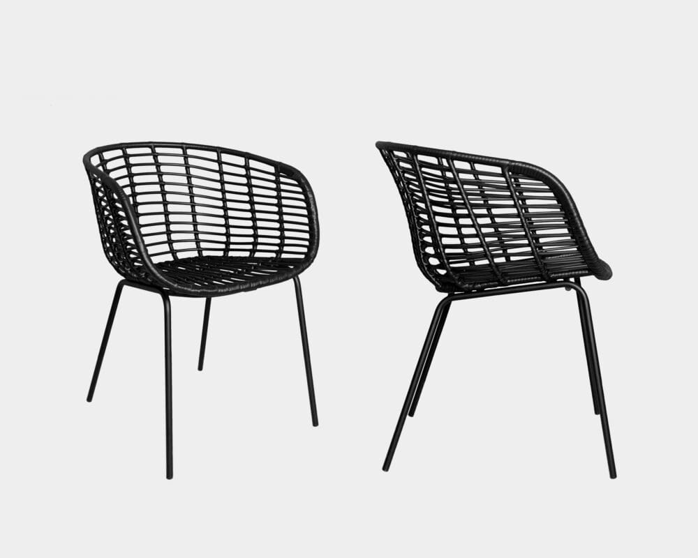 Silla De Comedor De Ratán Lincon Negro