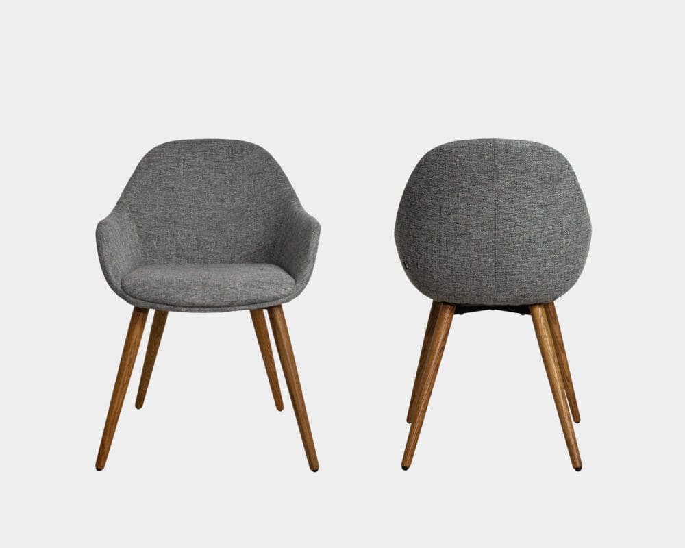 Silla De Comedor De Tela Y Madera Smash Gris Oscuro