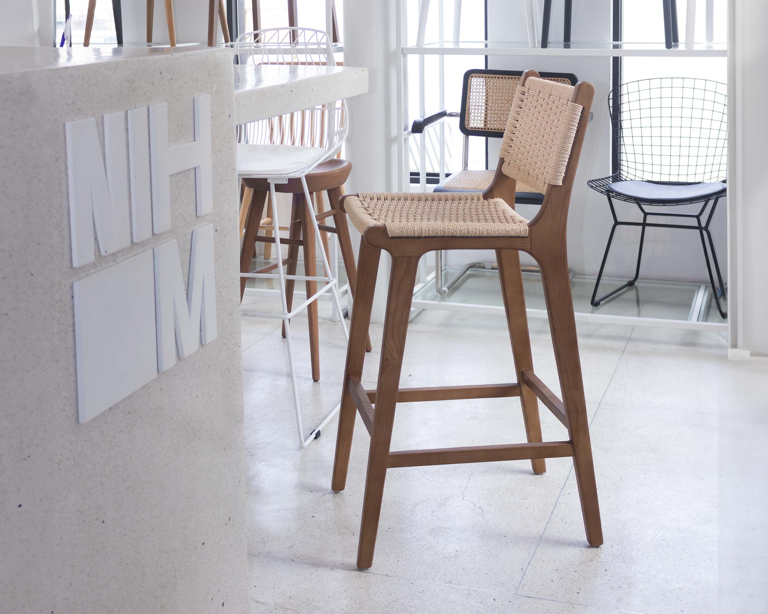 Silla Alta Para Barra Ribbon Rattán Silla Alta Para Barra Ribbon Rattán