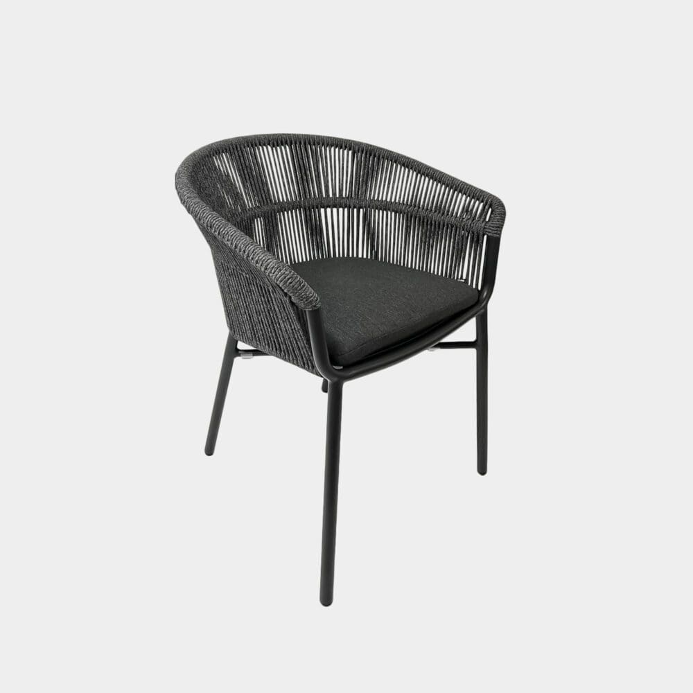 Silla De Terraza Color Negro Con Estructura De Aluminio Y Cuerdas De Nylon