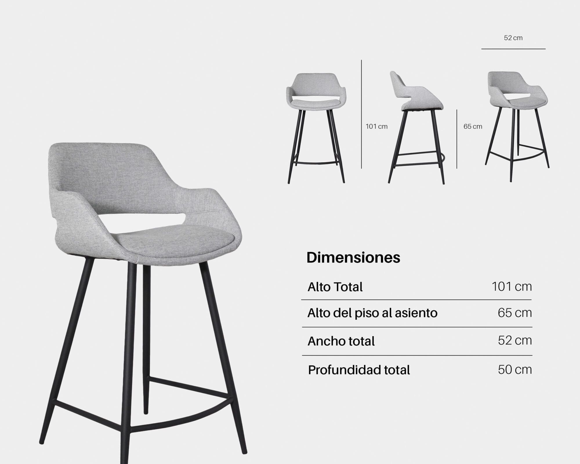 Silla De Comedor De Tela Backseat Gris