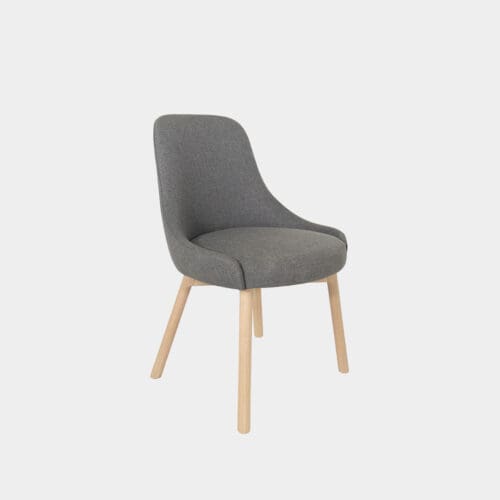 Silla De Comedor De Tela Chewy Color Patas Marron Claro Asiento Gris Oscuro