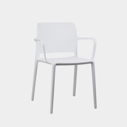 Silla De Comedor De Plástico Maviiz Con Reposabrazos Blanco