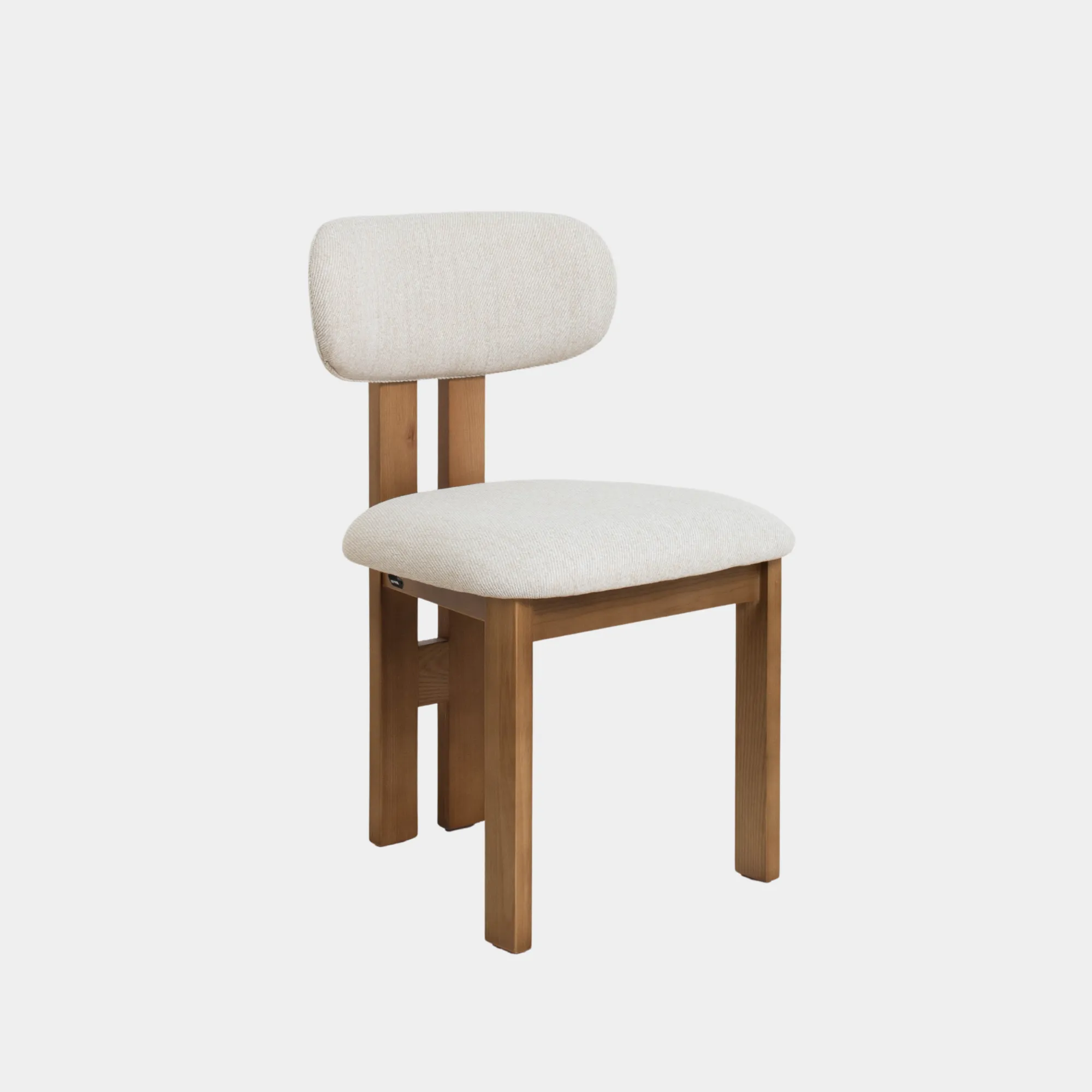 SILLA COMEDOR AURA TELA BEIGE & MADERA WALNUT