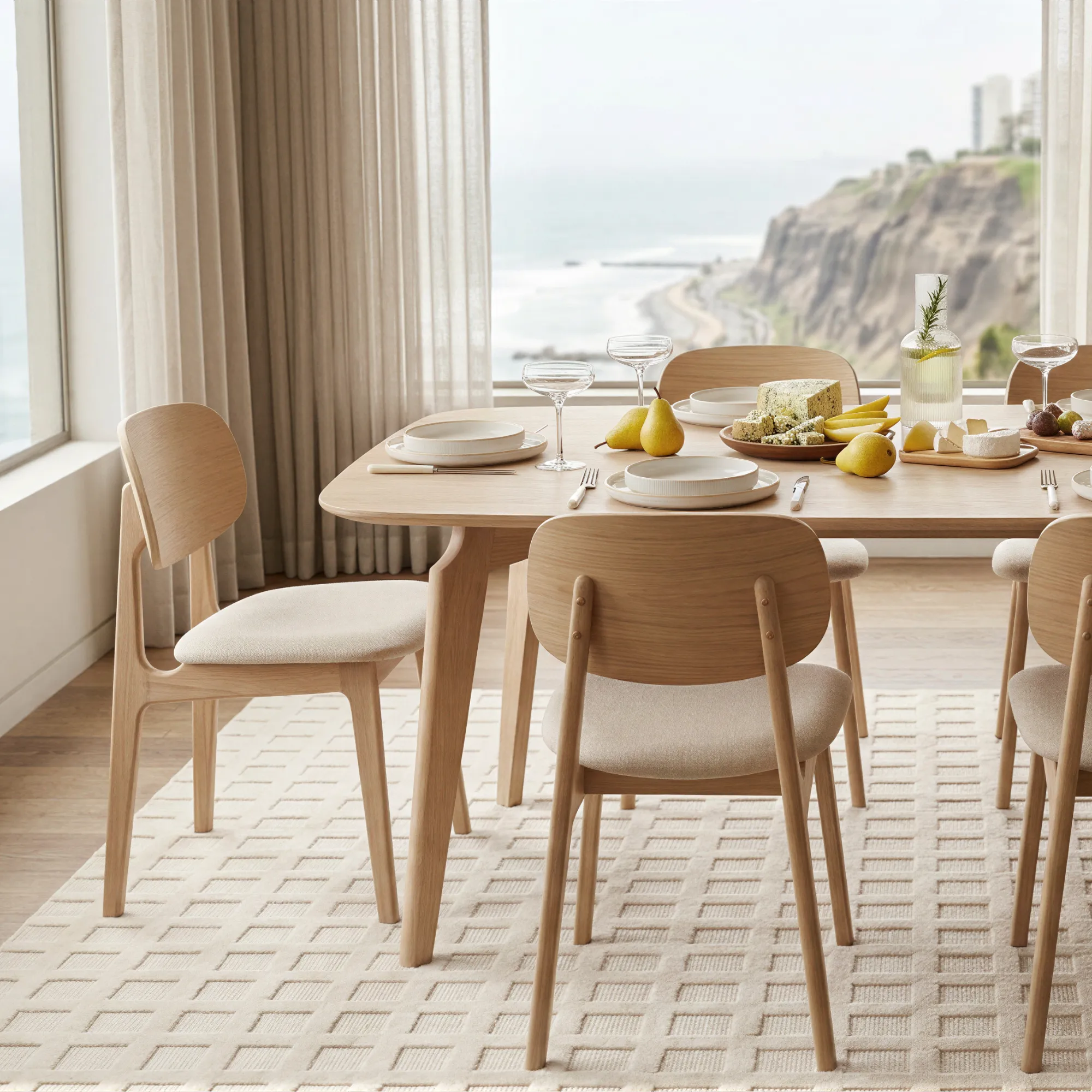 MESA DE COMEDOR MILANO NATURAL + 4 SILLAS NINA NATURAL & BEIGE