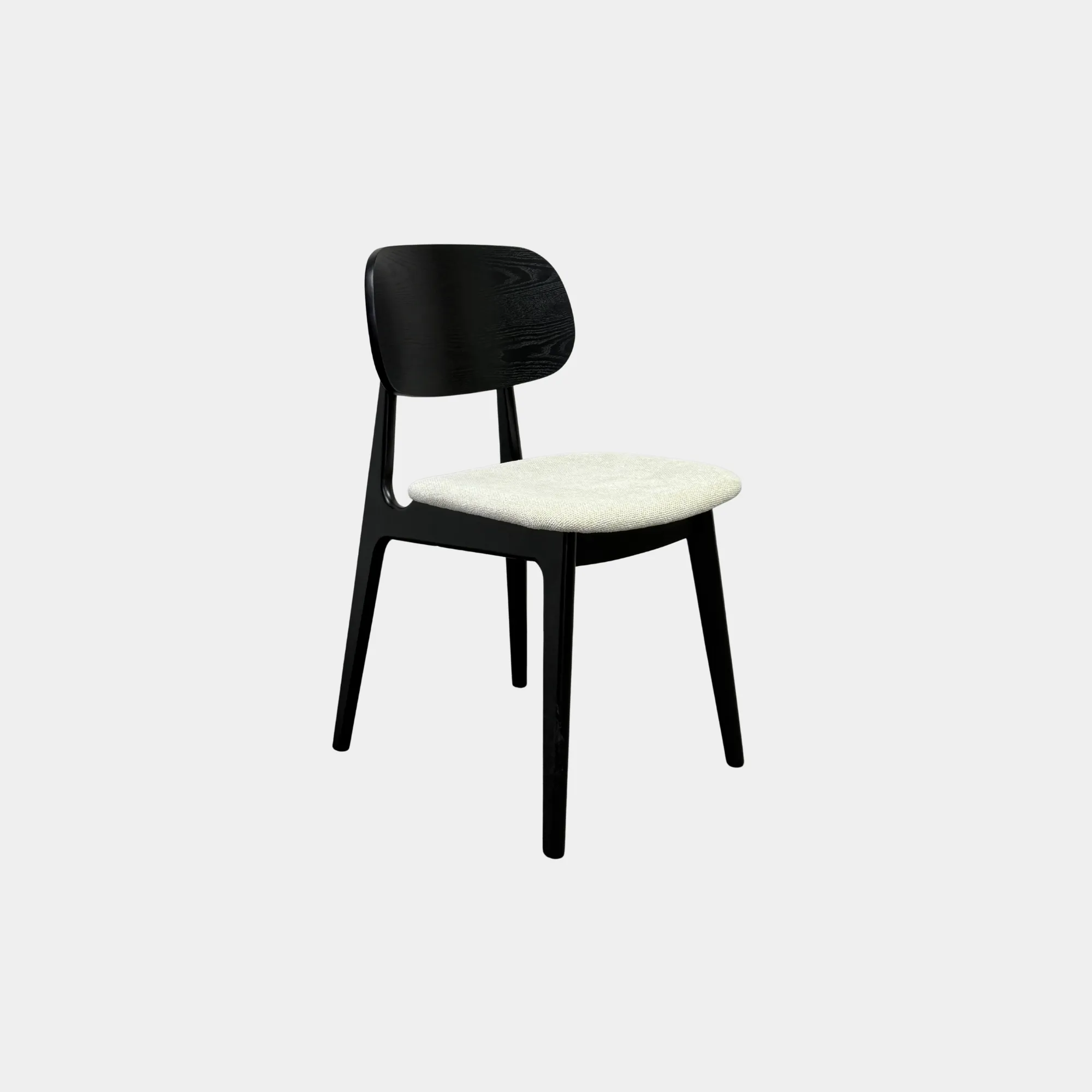 SILLA COMEDOR NINA MADERA & TELA BLACK & CREAM